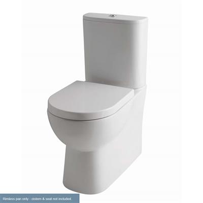 Farringdon Close Coupled Back To Wall Rimless WC Pan with Fixings - White