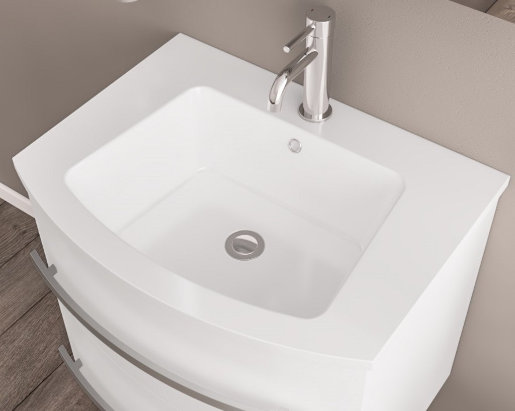 Centa 60cm Curved Ceramic Basin - White