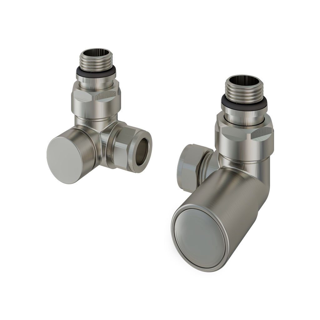 Corner Radiator Valves (pair) Brushed Nickel