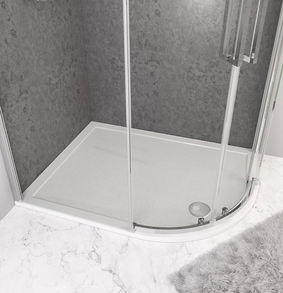  Corsair Anti-Slip 1100 x 800mm Offset Quad Right Hand (RH) 25mm Shower Tray - White 