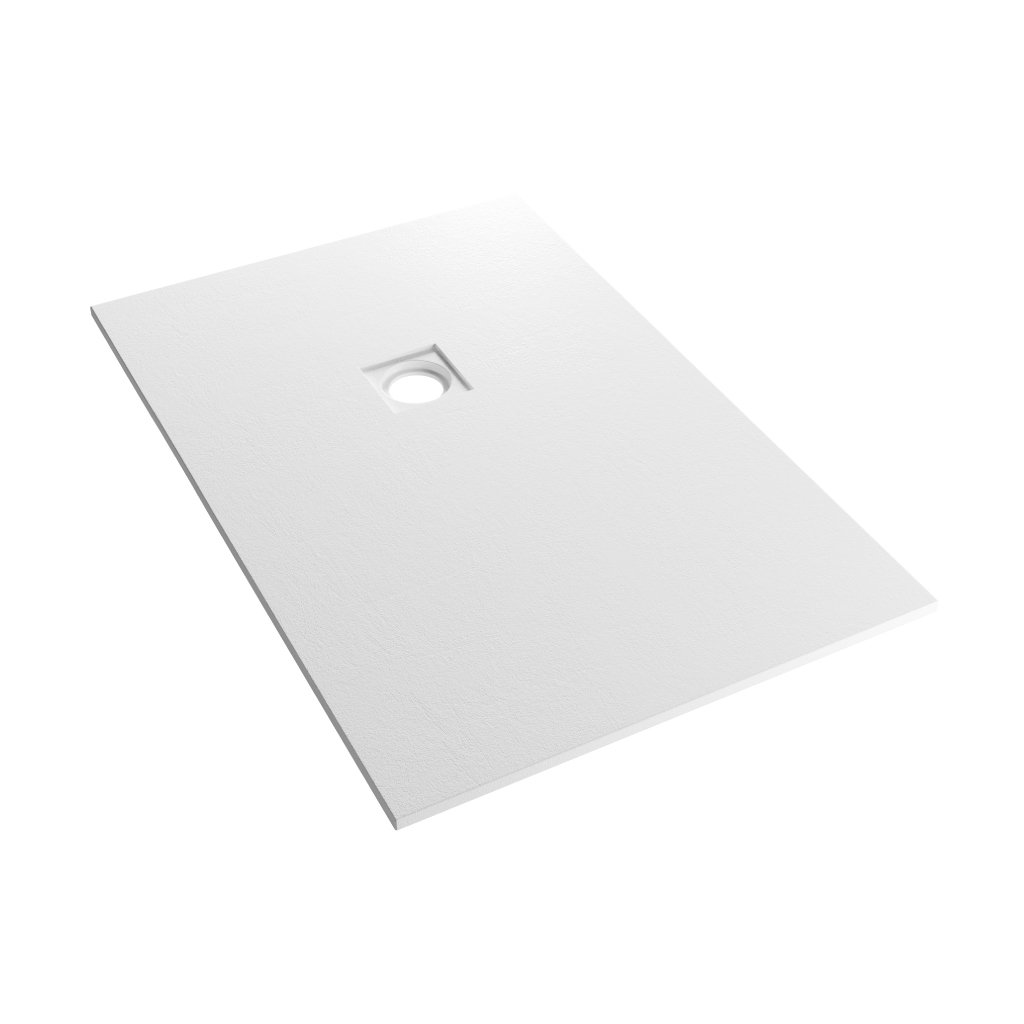  Crossland 1400 x 800mm Rectangular  Shower Tray with Slate Finish - White