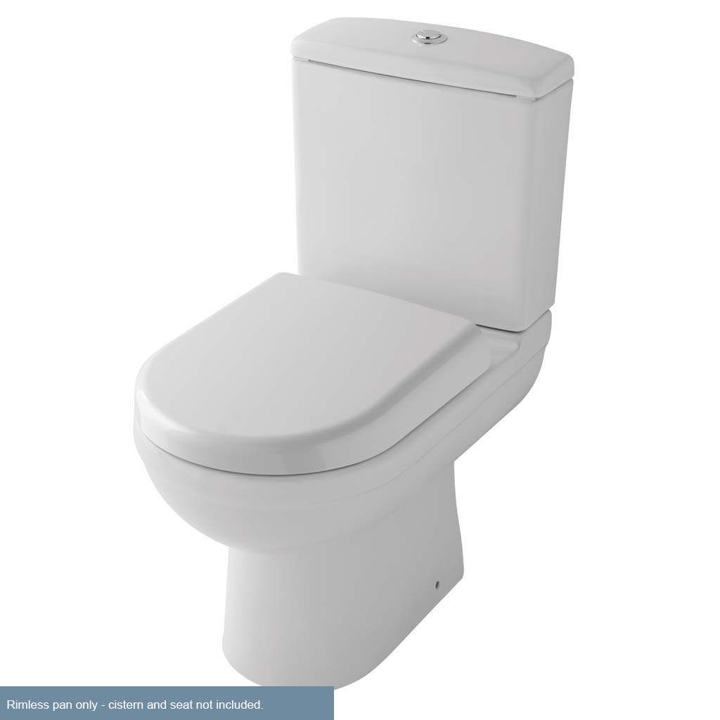 Dura Comfort Height Close Coupled Rimless WC Pan with Fixings - White