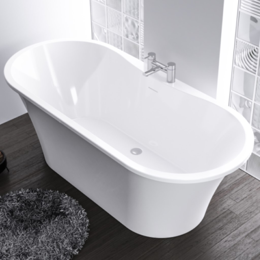 Eastbrook Lambeth Gloss Grey Double Ended Freestanding Bath 1590 x