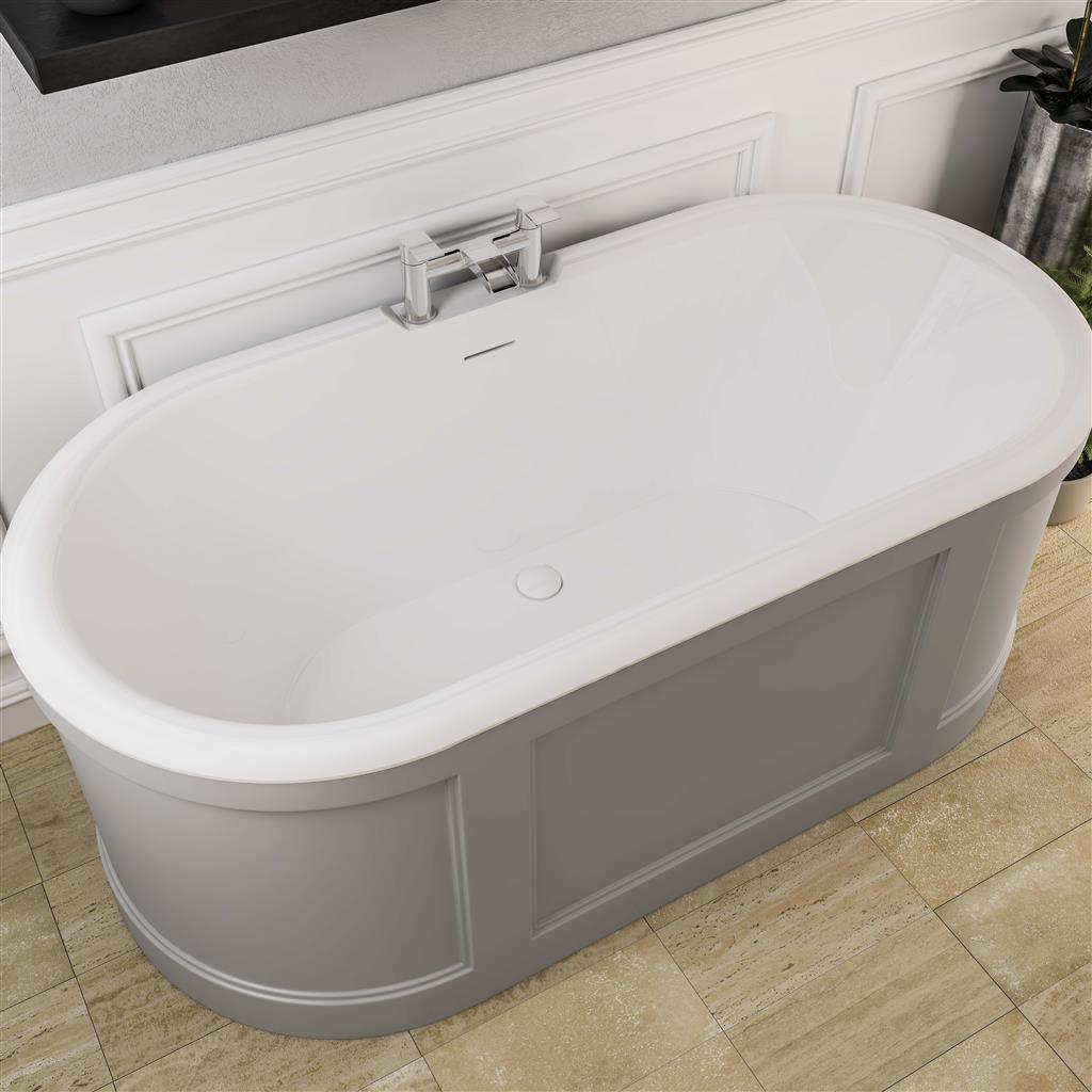 Hampton 1510 x 735 x 600mm (460mm Depth) Freestanding Bath - Grey