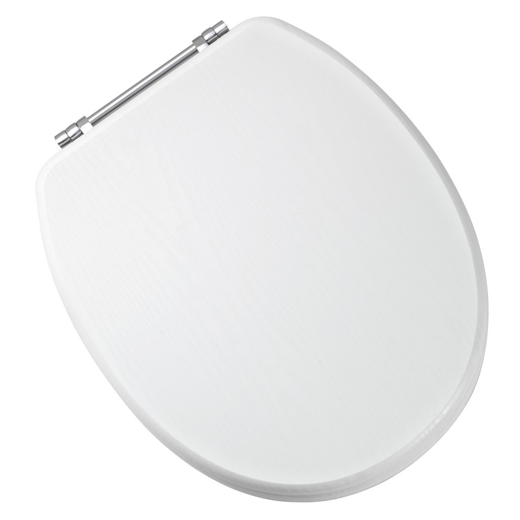 Sherwood Toilet Seat with Chrome Hinges - White Ash