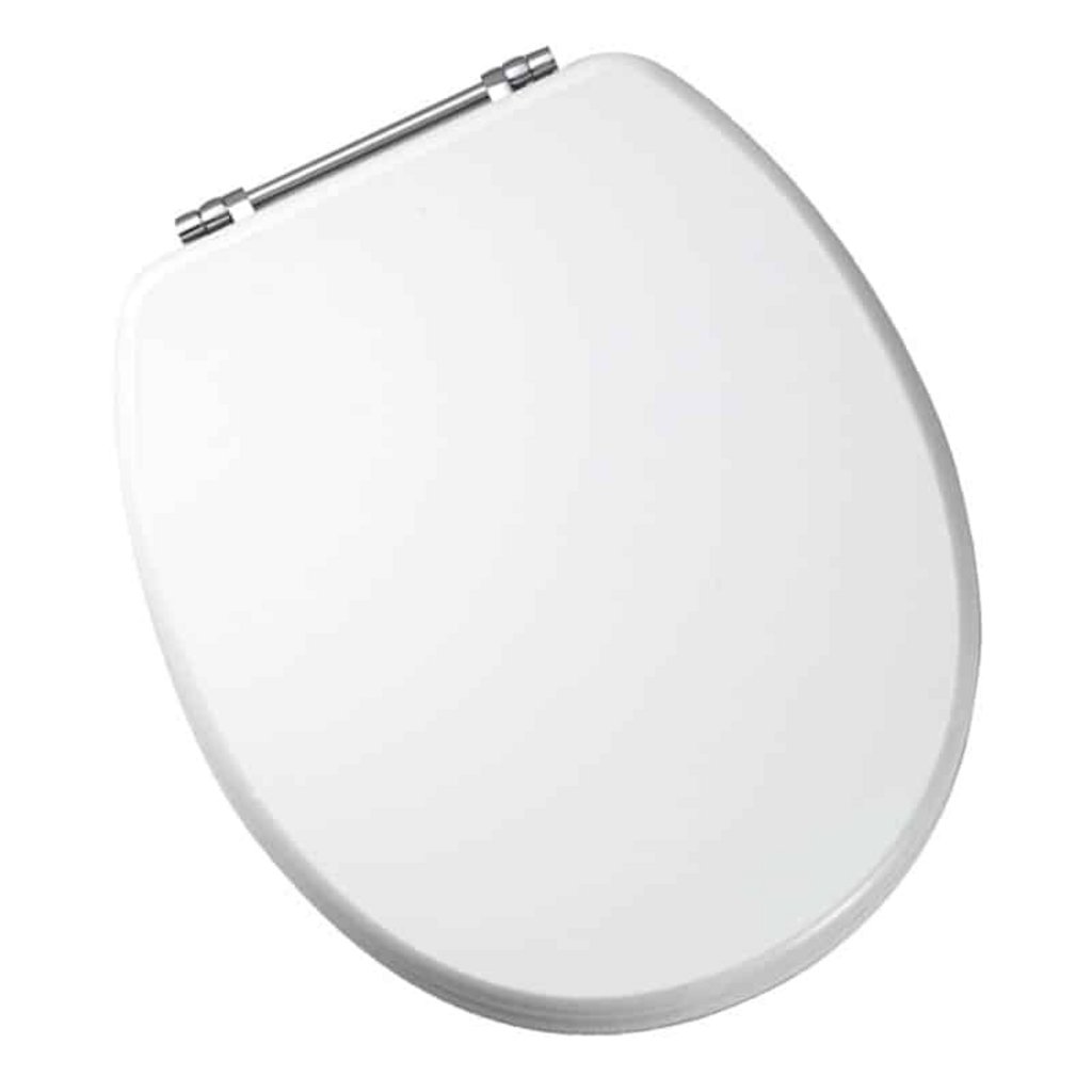 Sherwood Toilet Seat with Chrome Hinges - White High Gloss