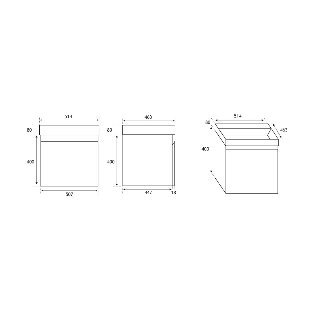 Gravina 50CM 1 Drawer Wall Hung Basin Vanity Unit - White