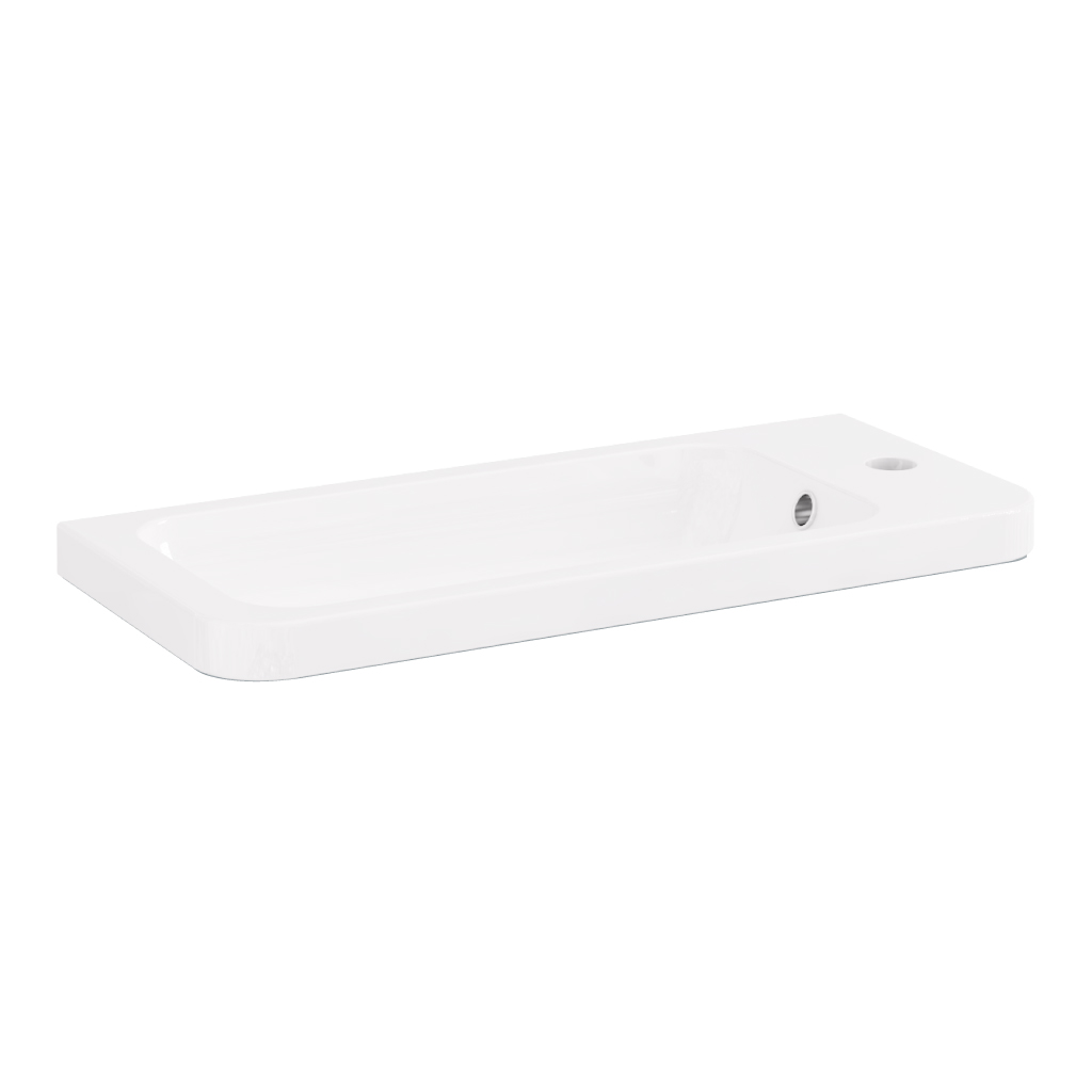 Cavone 50cm x 22cm 1 Tap Hole Cloakroom Basin with Overflow - Gloss White