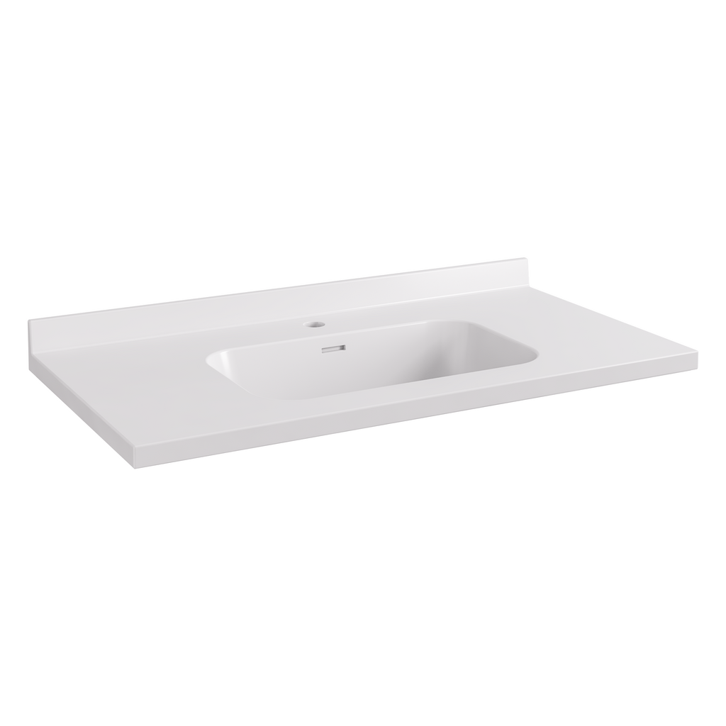 Hardwick 90cm x 46cm 1 Tap Hole Polymarble Square Basin - White