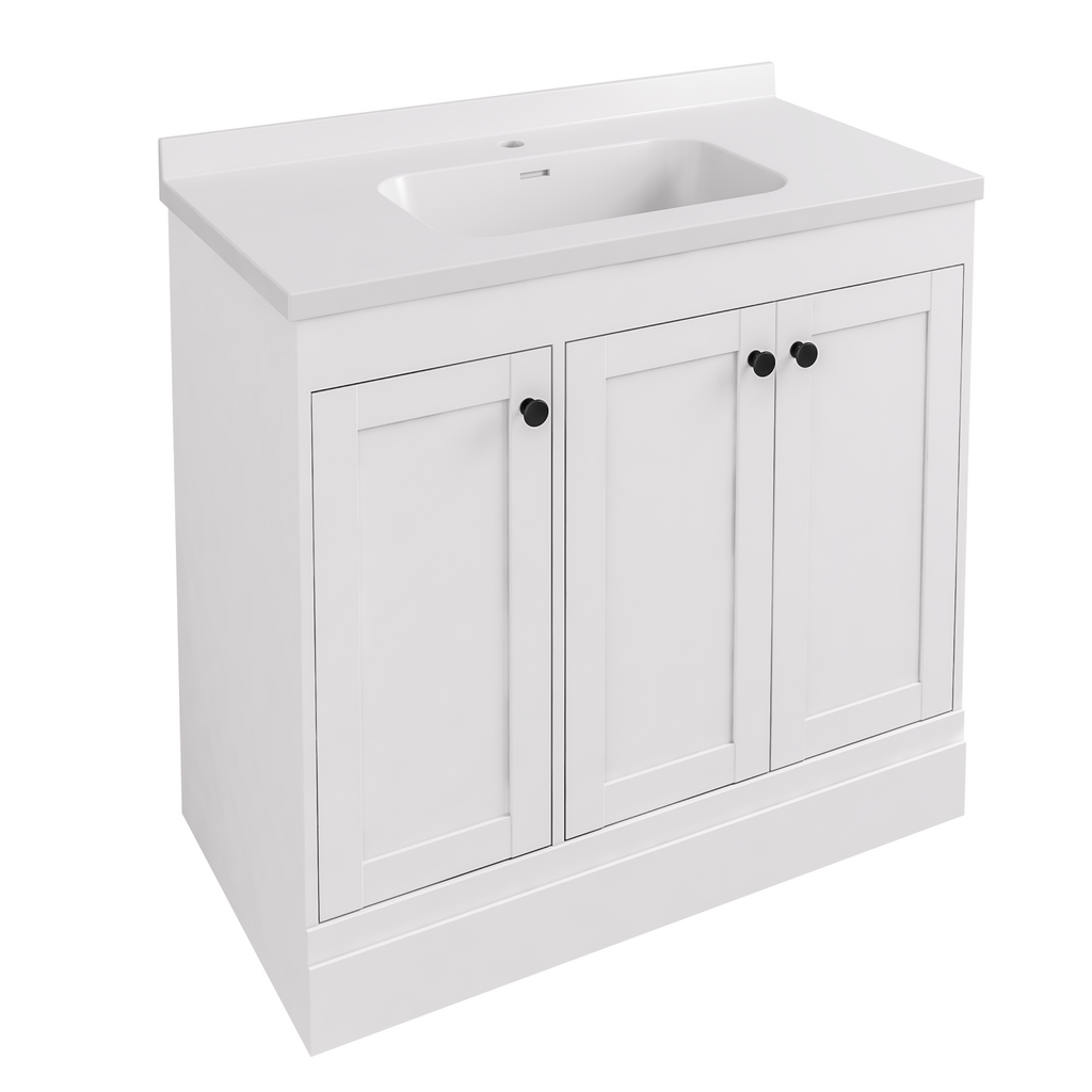 Hardwick 90cm x 46cm 1 Tap Hole Polymarble Square Basin - White