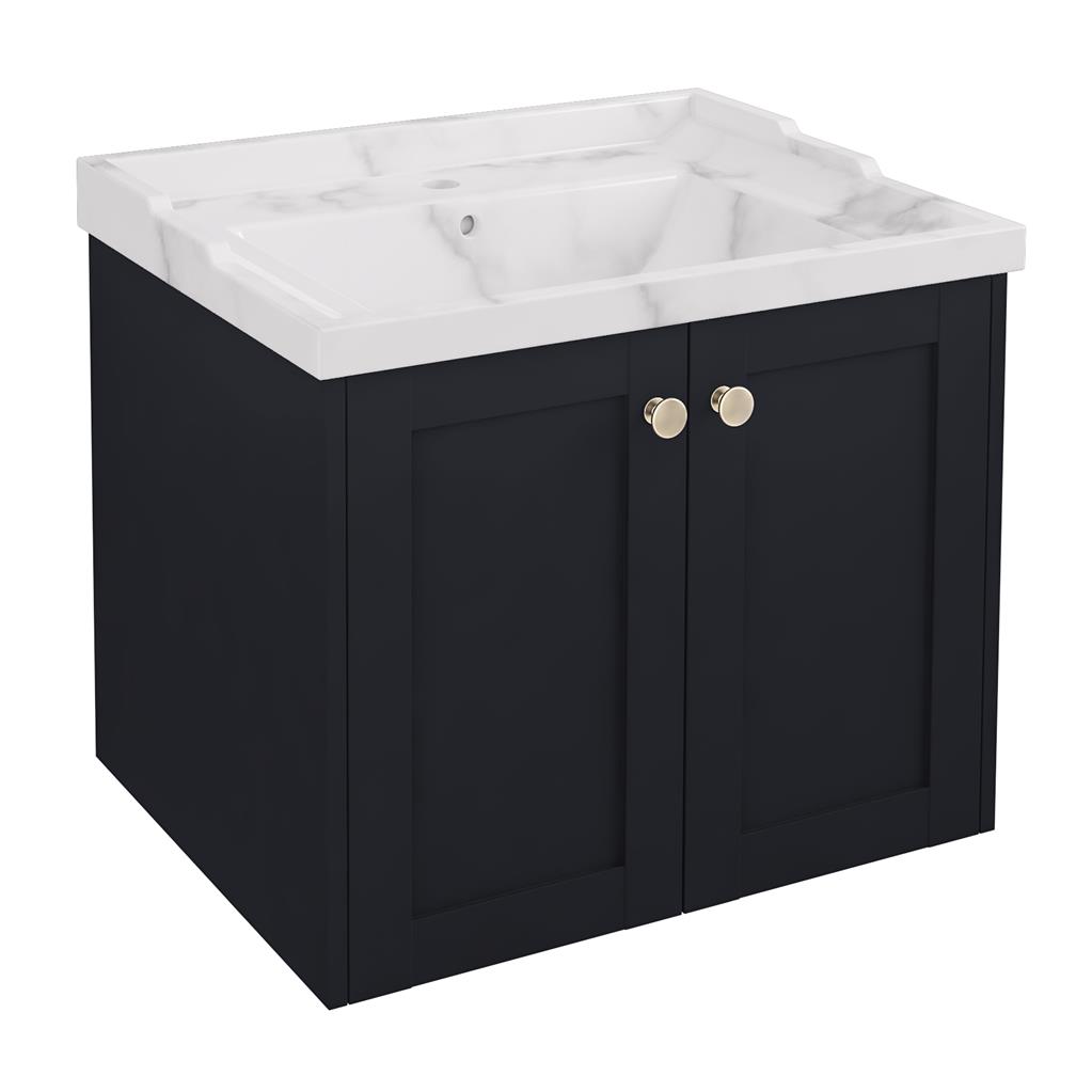 Hardwick 60CM 2 Door Square Wall Hung Basin Vanity Unit - Anthracite