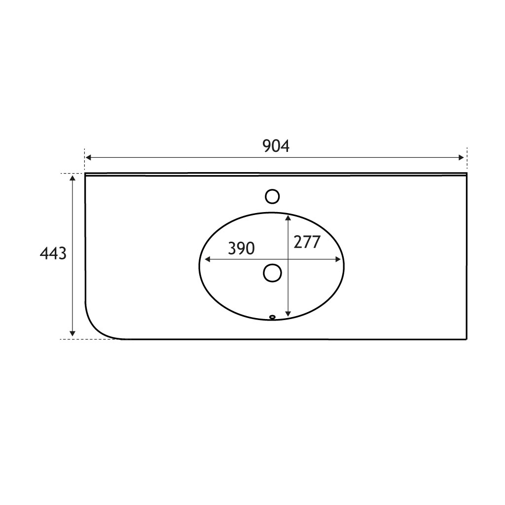 Hardwick 90cm x 44cm Right Hand (RH) 1 Tap Hole Quartz Corner Basin - White