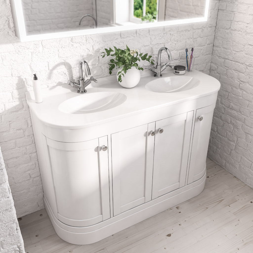 Hardwick 120CM 4 Door Double Bowl Basin Vanity Unit - White