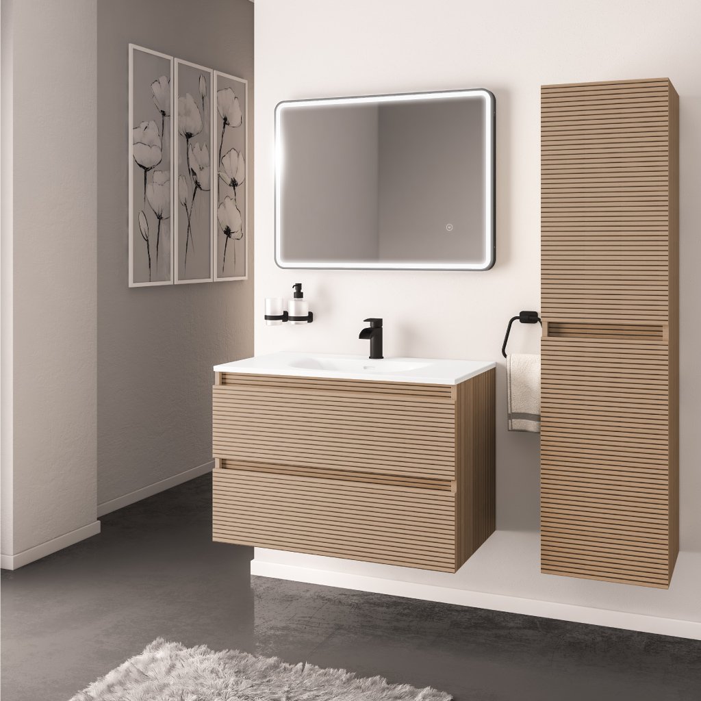 Olympia 800x445mm Fluted Effect Drawer Vanity Wall Hung Unit 