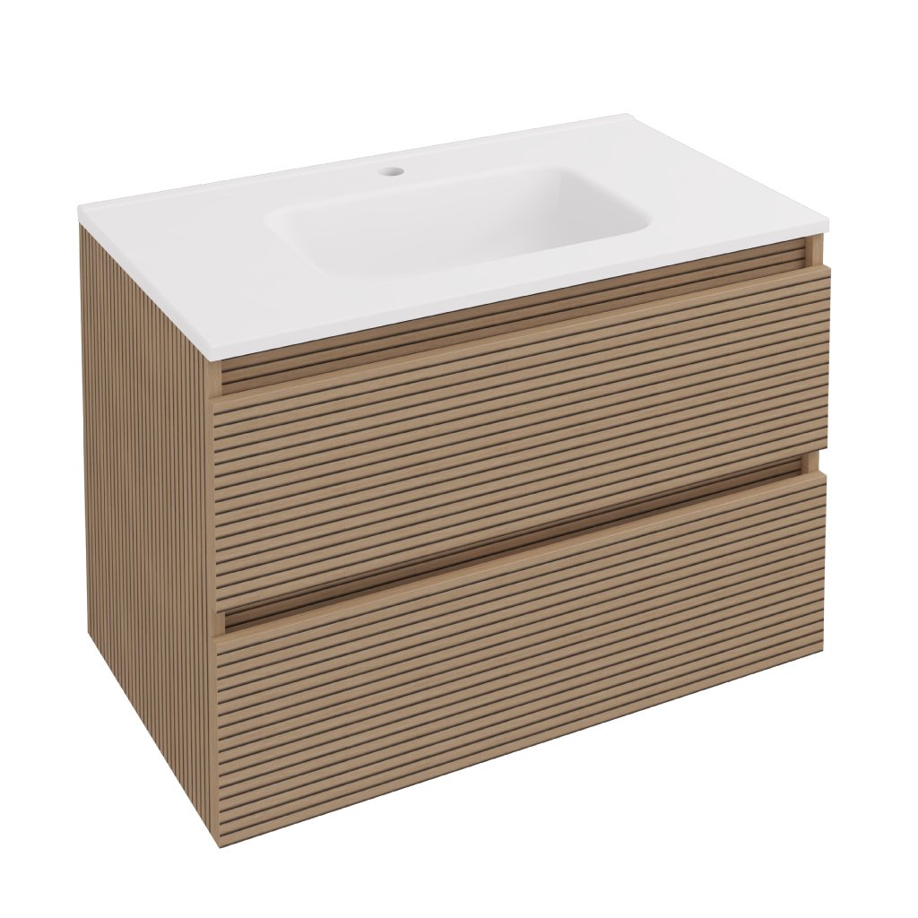 Olympia 800x445mm Fluted Effect Drawer Vanity Wall Hung Unit 