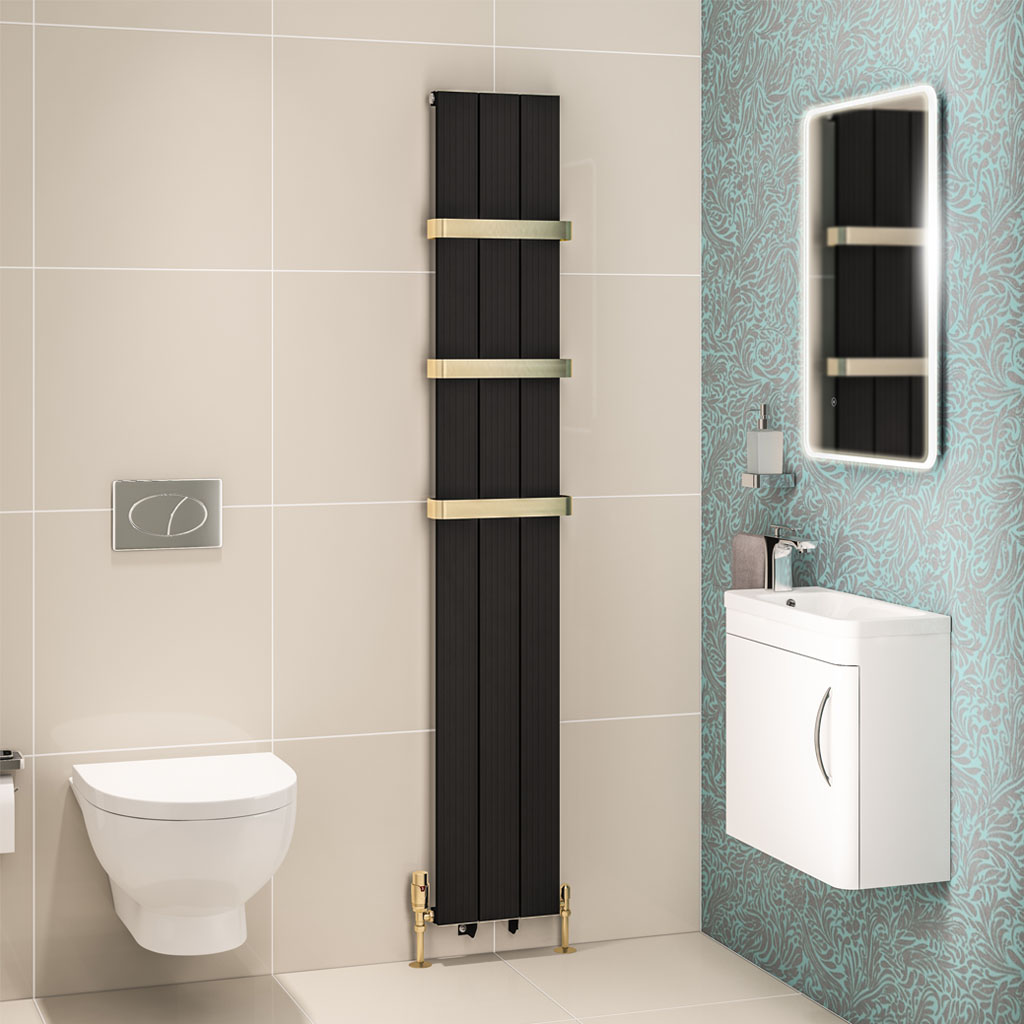 Mersey 1800 x 280 Aluminium Radiator Matt Black