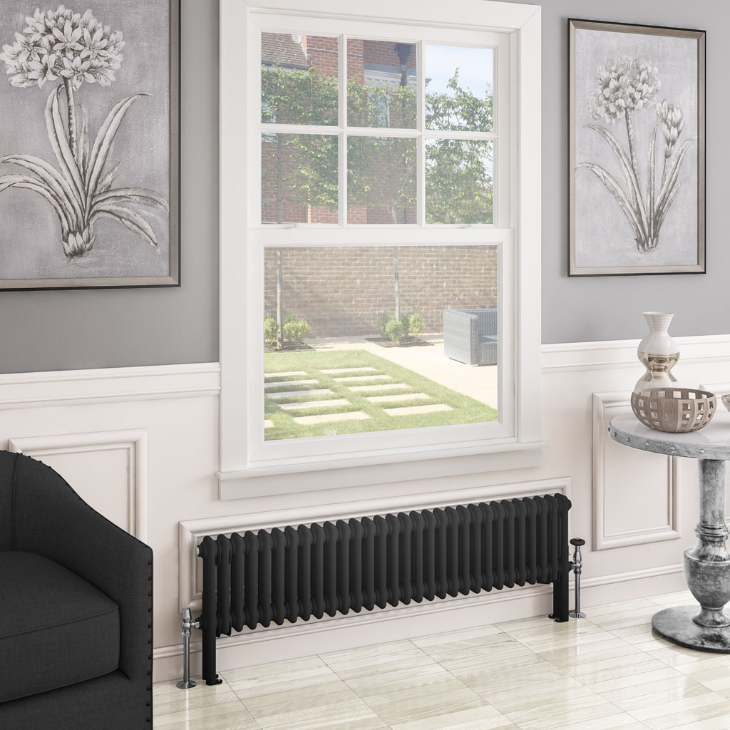 Imperia 2 Column Radiator 300 x 1370mm Matt Black