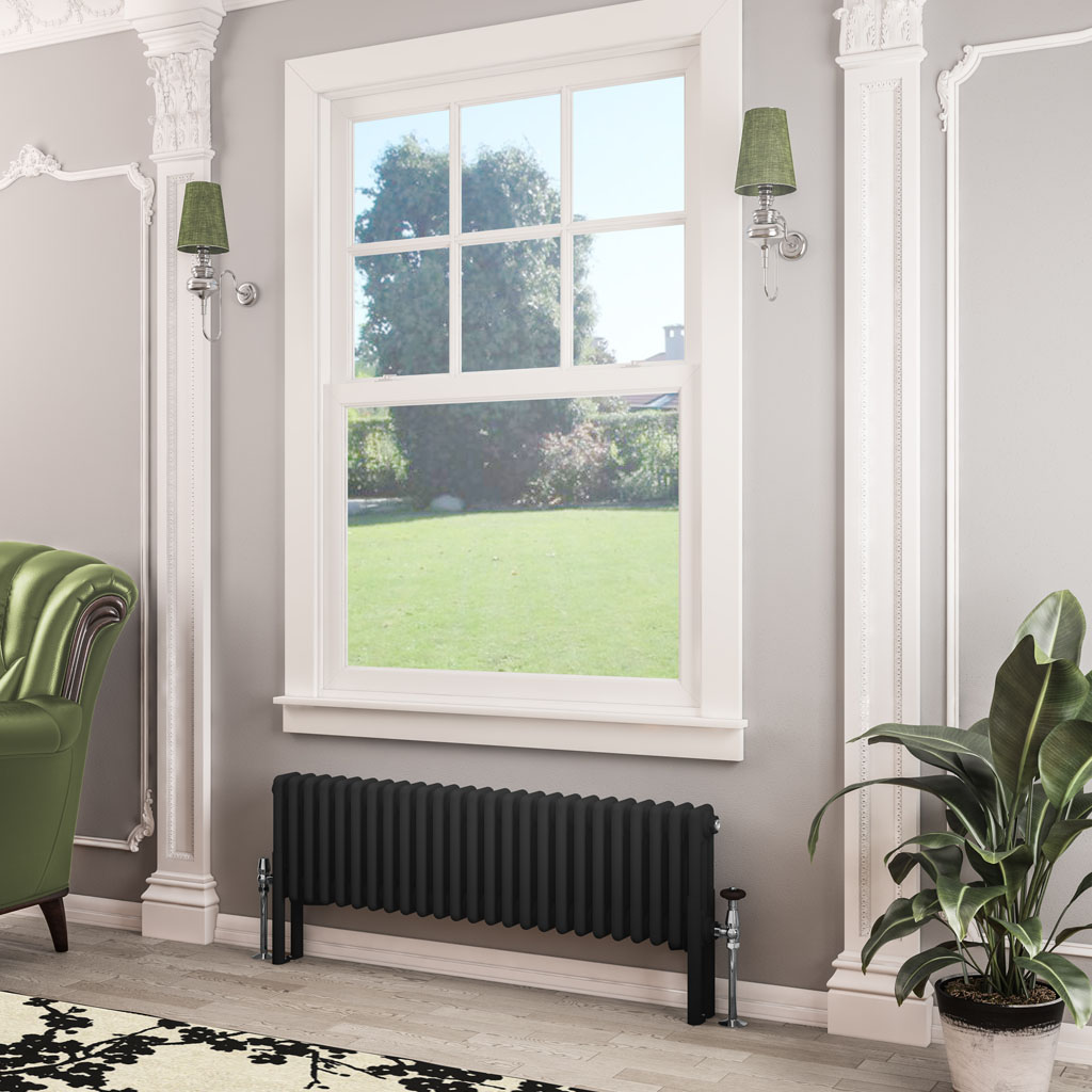 Imperia 3 Column Radiator 300 x 1145mm Matt Black