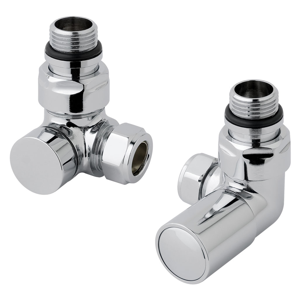 Corner Radiator Valves (pair) Chrome