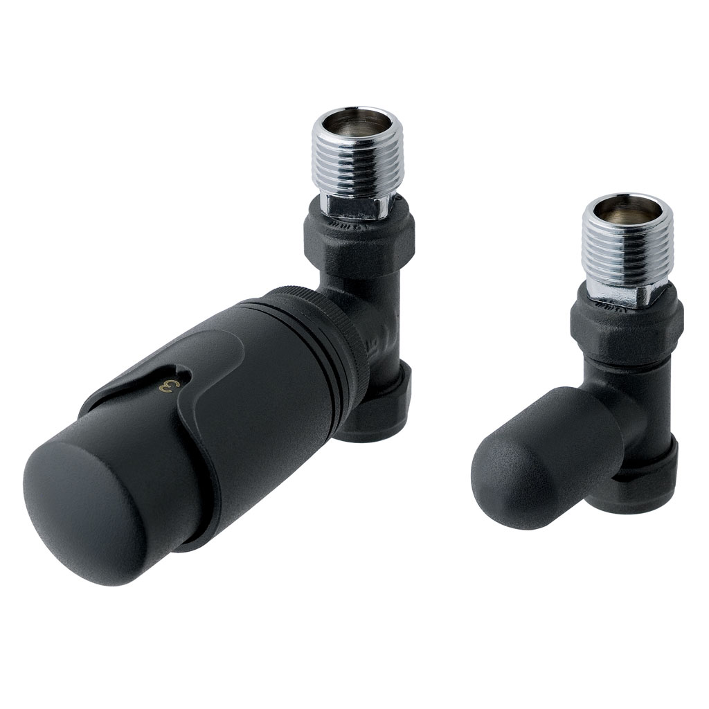 15mm Straight TRV and Lockshield Valve Matt Anthracite