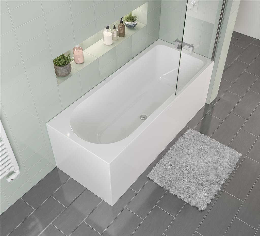 Biscay 1700 x 750 x 440mm Right Hand (RH) Straight 5mm Shower Bath - White