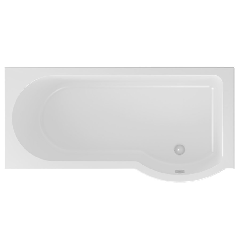 Portland 1600 x 850 x 440mm Left hand (LH) P-Shaped 5mm Shower Bath - White