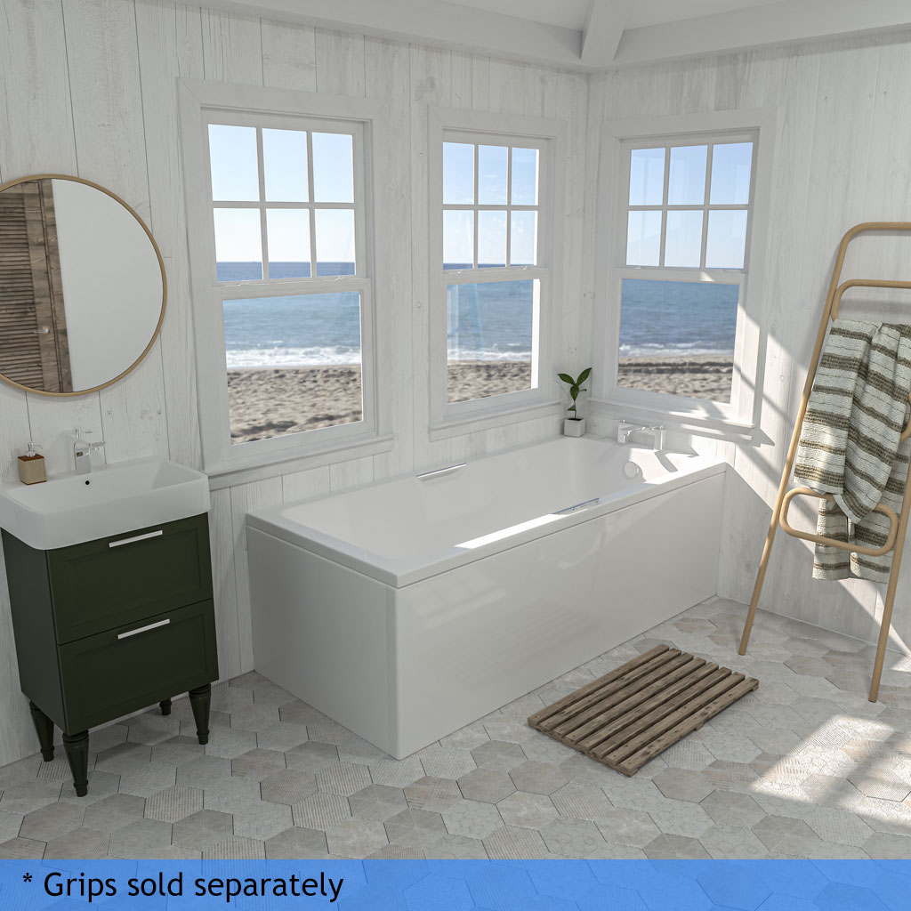 Portland Single Ended (SE) Twin Grip (TG) 1700 x 750 x 440mm Beauforte Bath - White