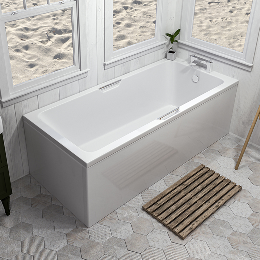 Portland Single Ended (SE) Twin Grip (TG) 1600 x 700 x 440mm Beauforte Bath - White