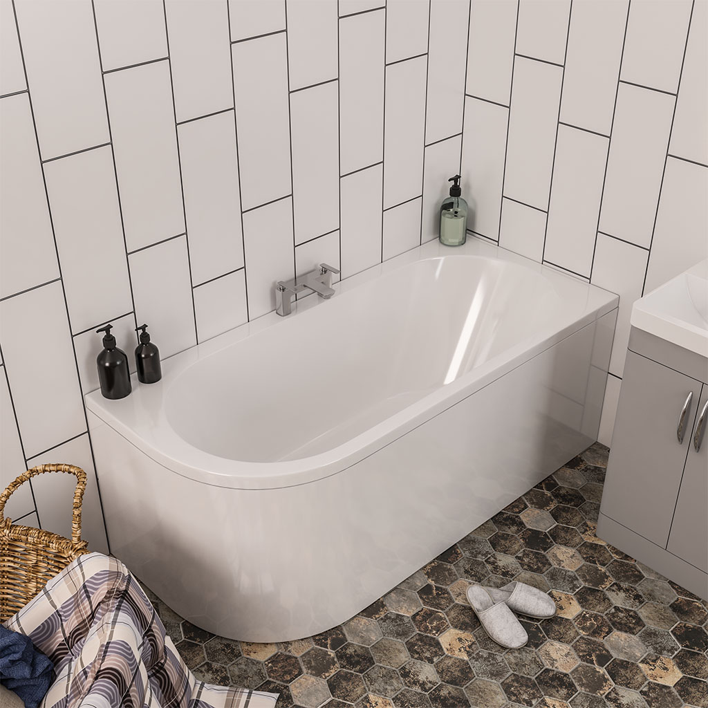 Biscay Double Ended (DE) 1700 x 800 x 440mm RH Beauforte Bath - White