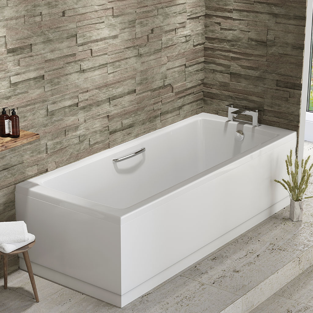 Rockall Single Ended (SE) Twin Grip (TG) 1600 x 750 x 440mm Beauforte Bath - White