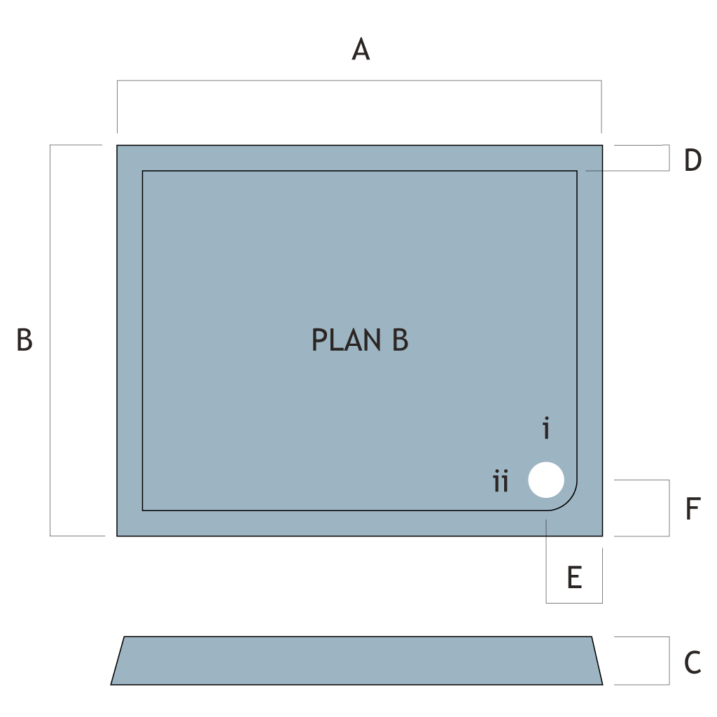 Vantage Plan B 900mm x 700mm Rectangular Shower Tray - White