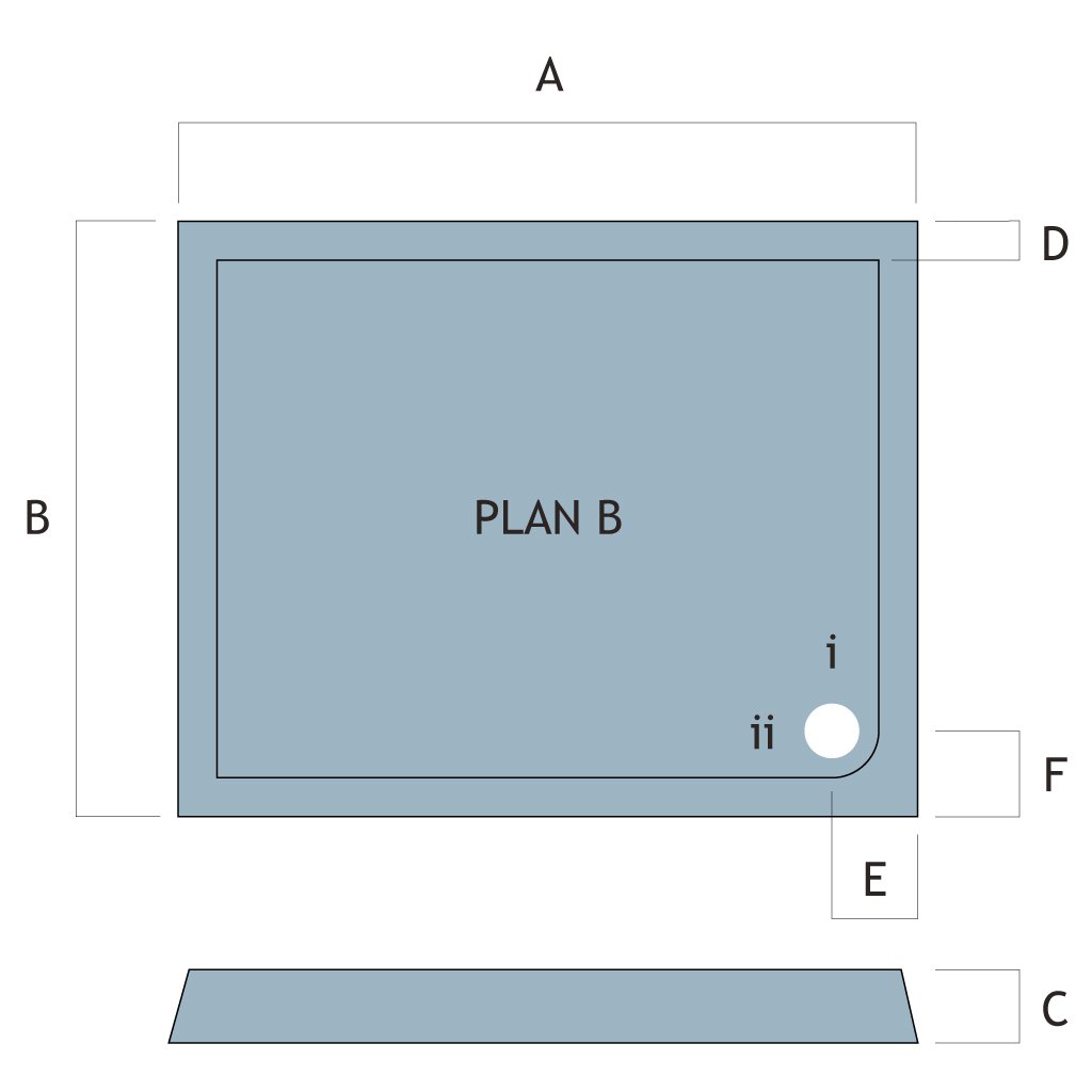 Vantage Plan B 1000mm x 700mm Rectangular Shower Tray - White