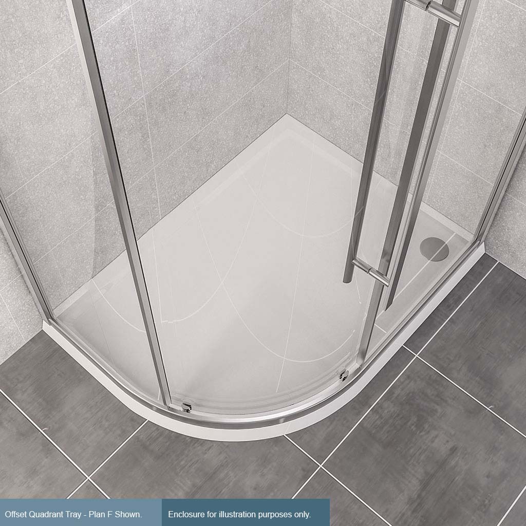 Vantage Plan F Right Hand (RH) 900mm x 760mm Offset Quadrant Shower Tray - White