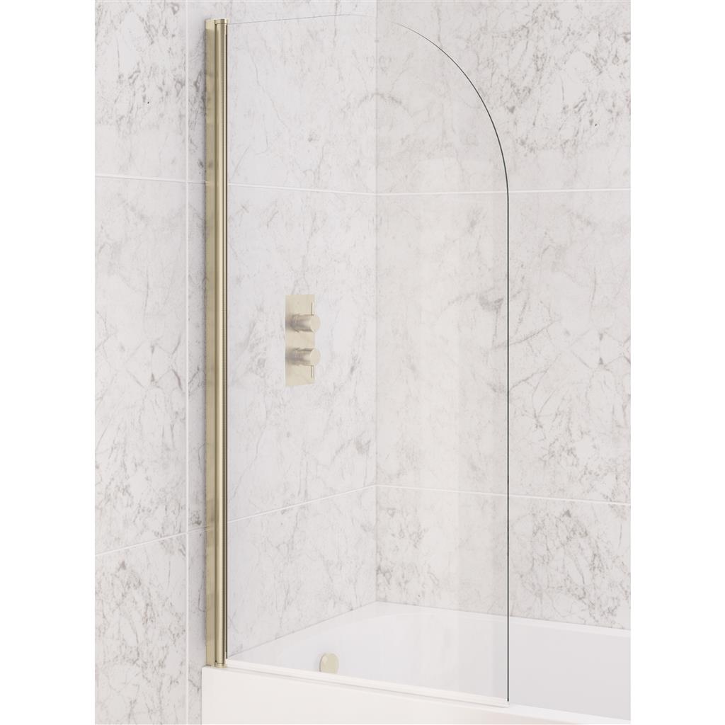 6mm  1400 x 800mm Radius Bath Screen - Brushed Brass