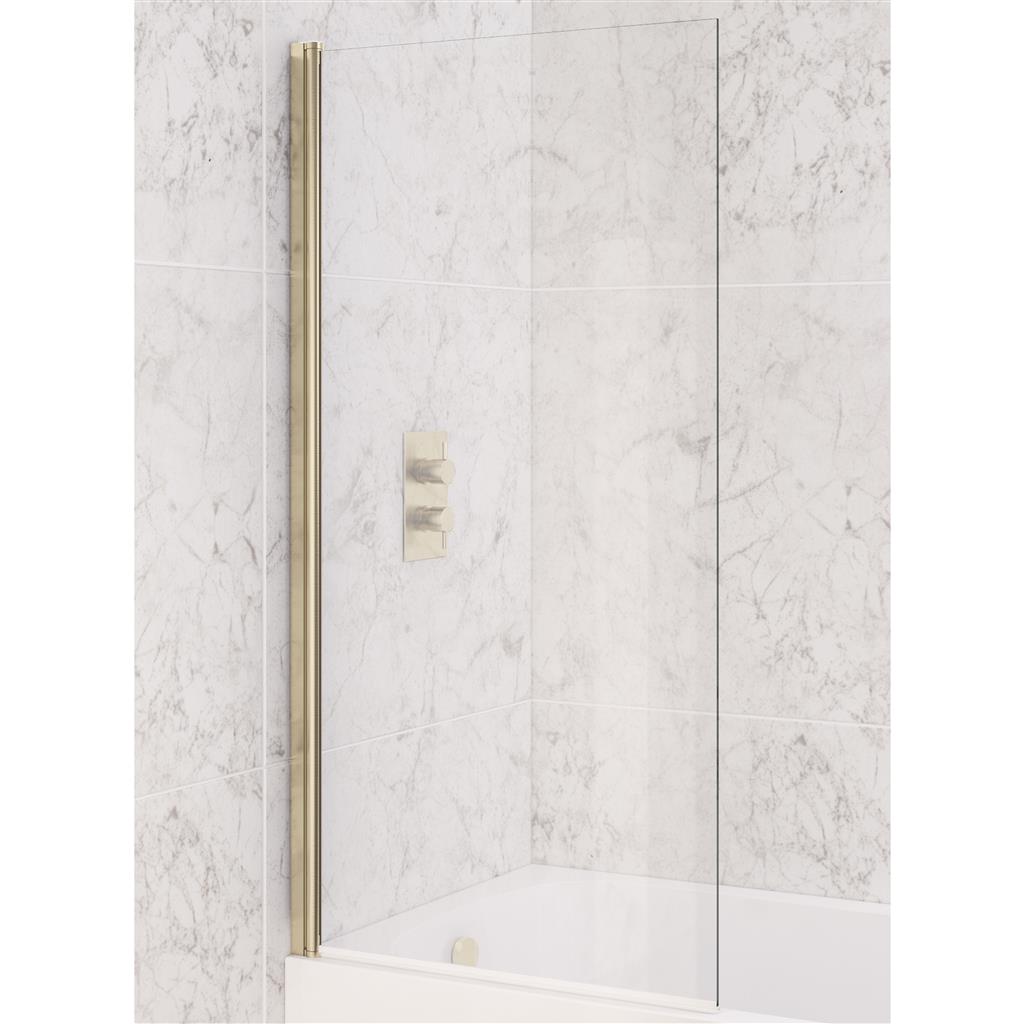 Beaufort 6mm 1400 x 800mm Designer Straight Bath Screen - Brushed Brass