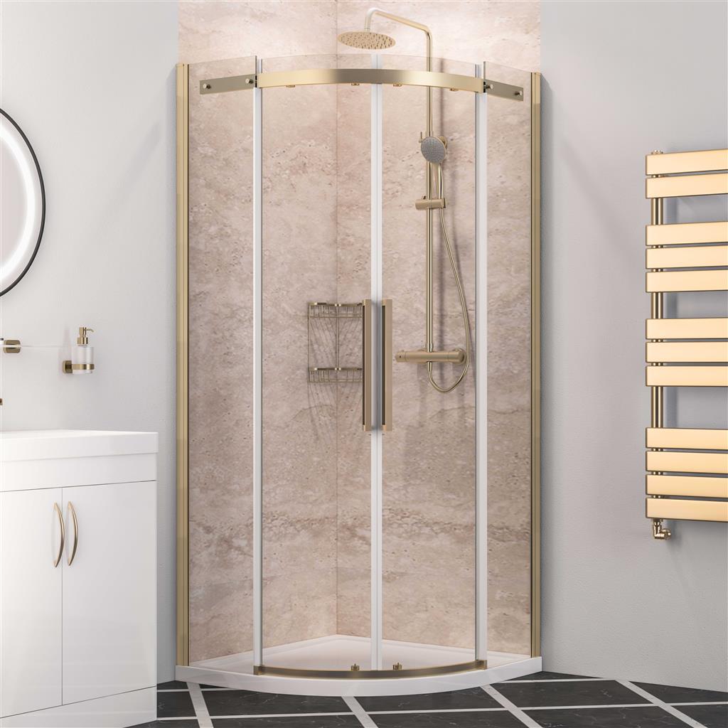 Corniche 2000 1000x1000mm Quadrant Shower Enclosure - Brushed Brass