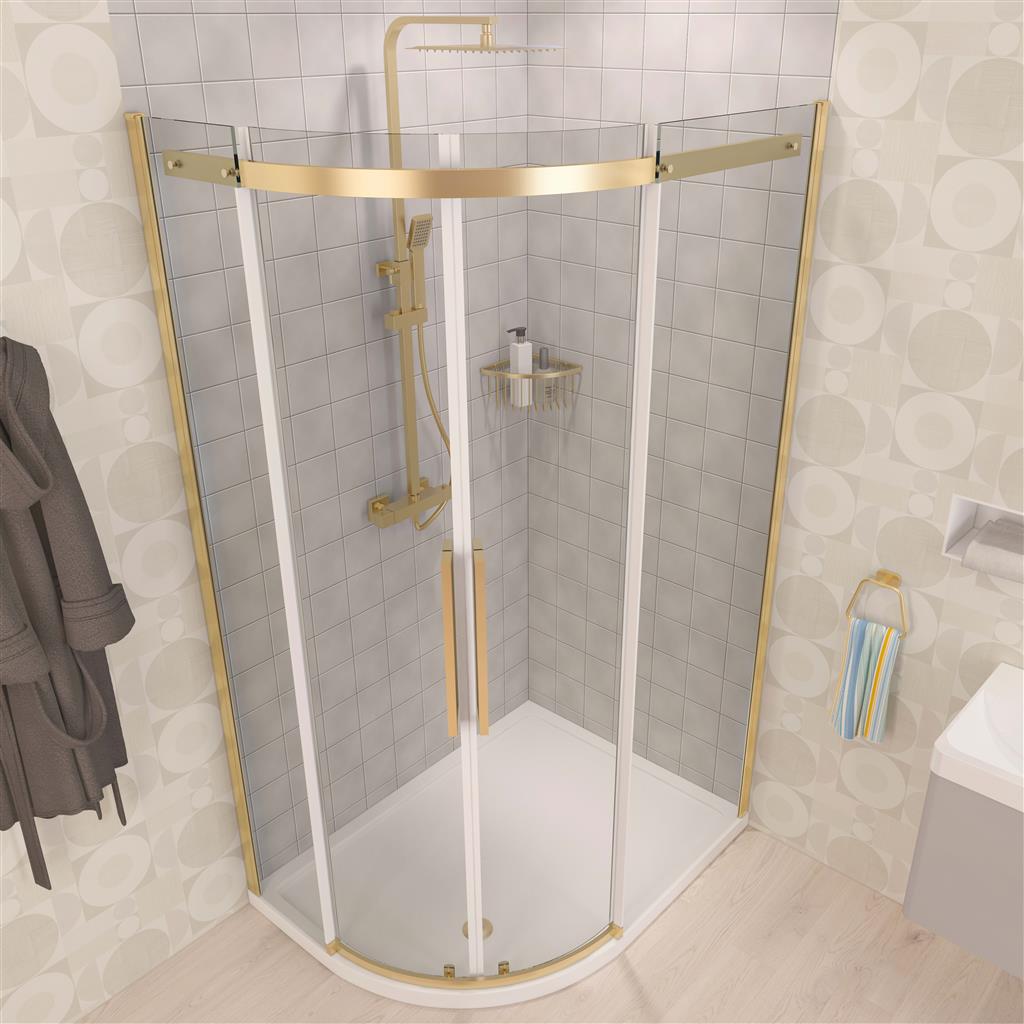 Corniche 2000 1100x900mm Left Hand Offset Quadrant Shower Enclosure - Brushed Brass