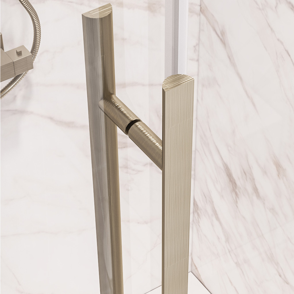 Vantage 2000 6mm Easy Clean 900x800mm Offset Quadrant Shower Enclosure - Brushed Brass