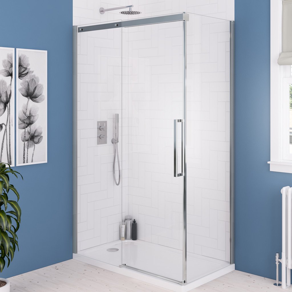 Corniche 2000 8mm Semi-Frameless 2000mm x 1200mm Slider Shower Door - Chrome