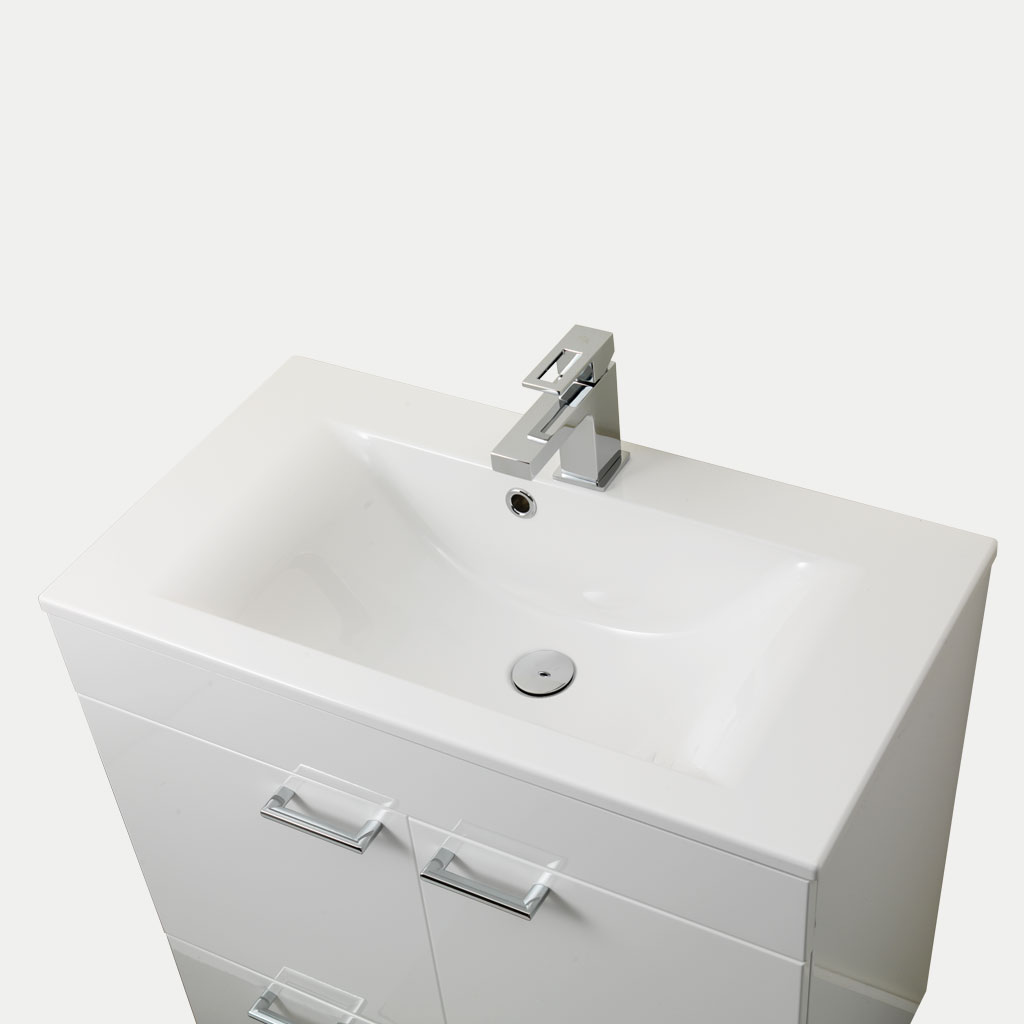 Faro 58cm x 42cm 1 Tap Hole Cast Marble Basin - White