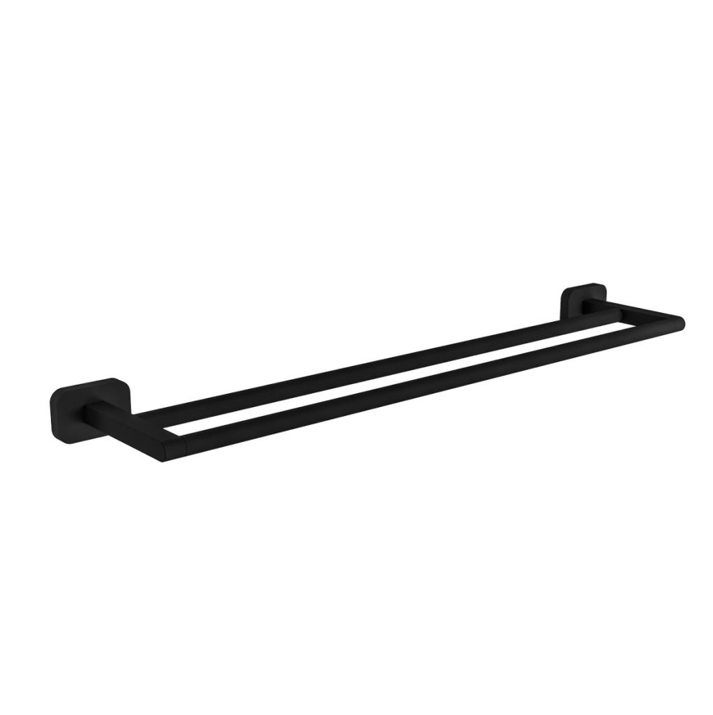 Asti 600mm Double Towel Rail - Matt Black