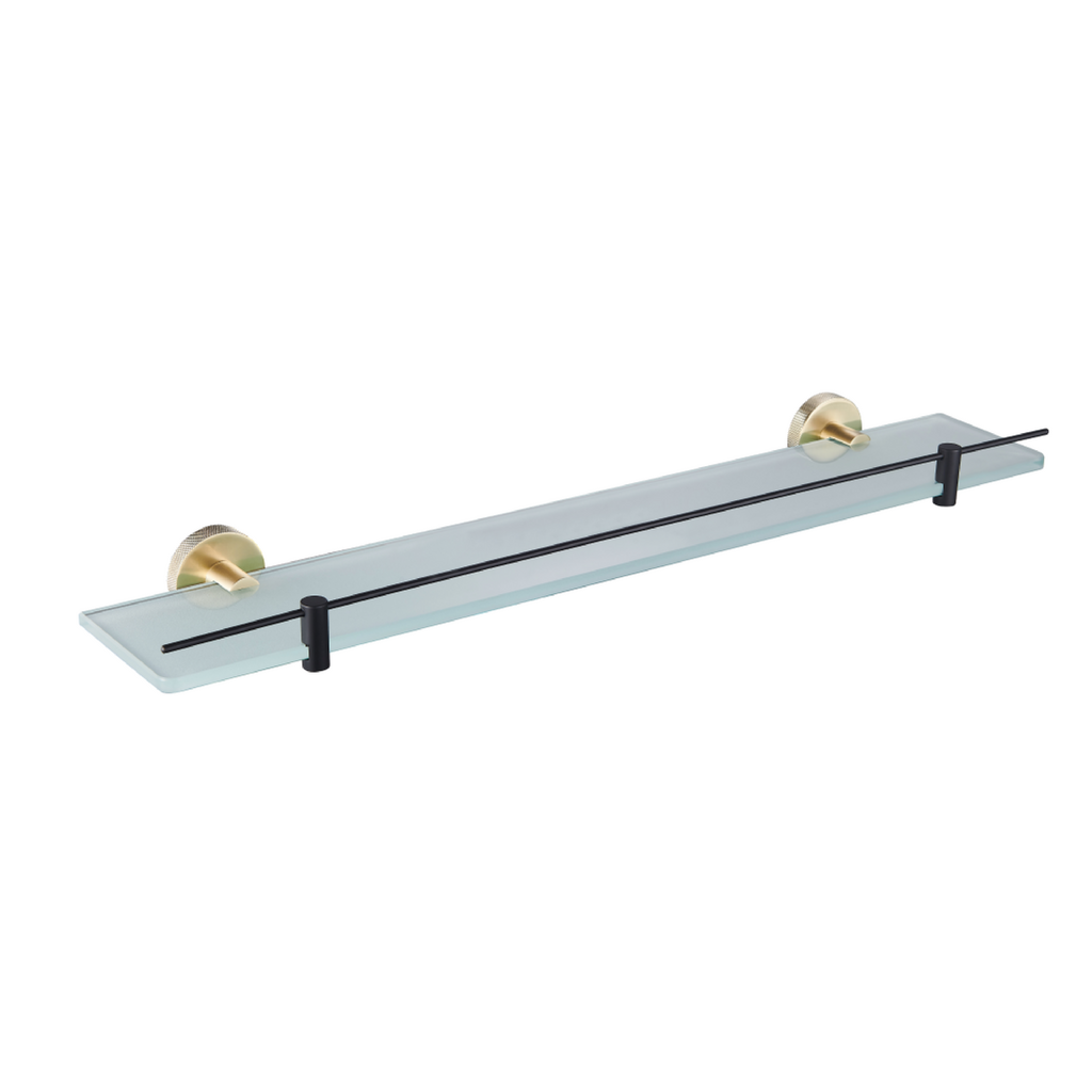 Catania Glass Shelf in Matt Black/Brushed Brass