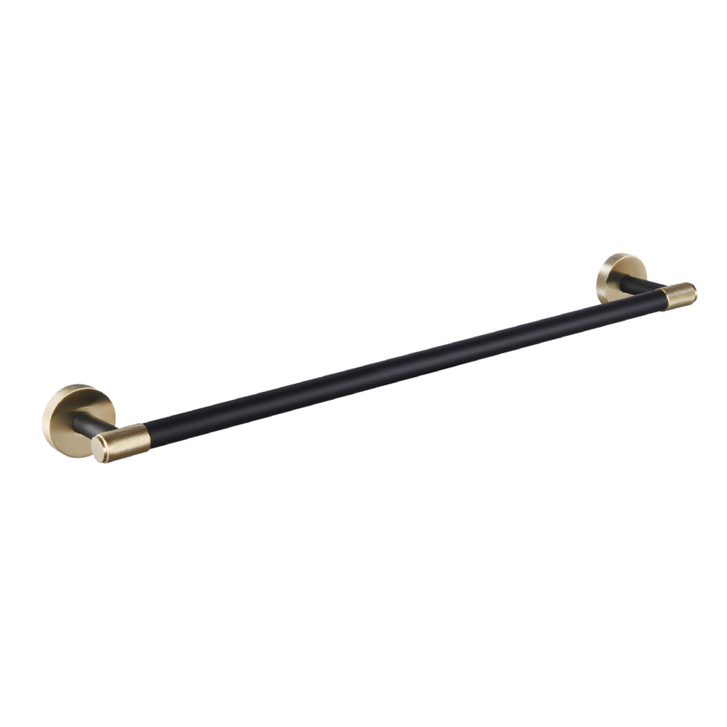 Catania Single Towel bar 600mm - Matt Black/Brushed Brass