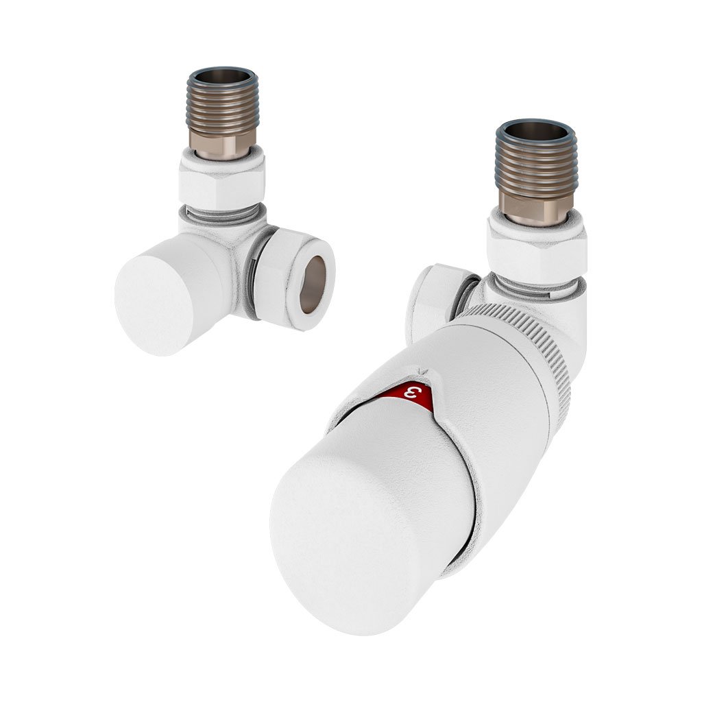 Corner Designer TRV with Lockshield 15mm Matt White