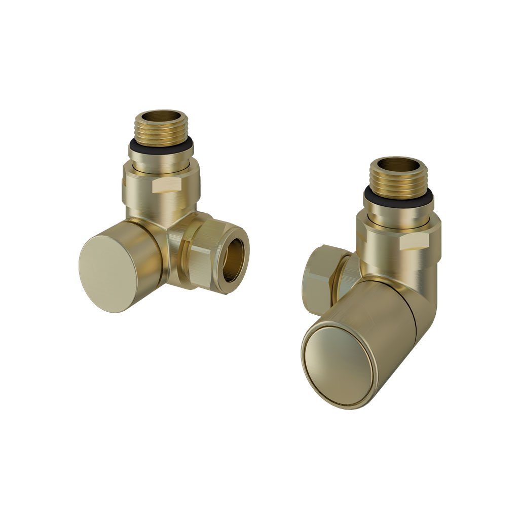 Corner Radiator Valves (pair) Brushed Brass