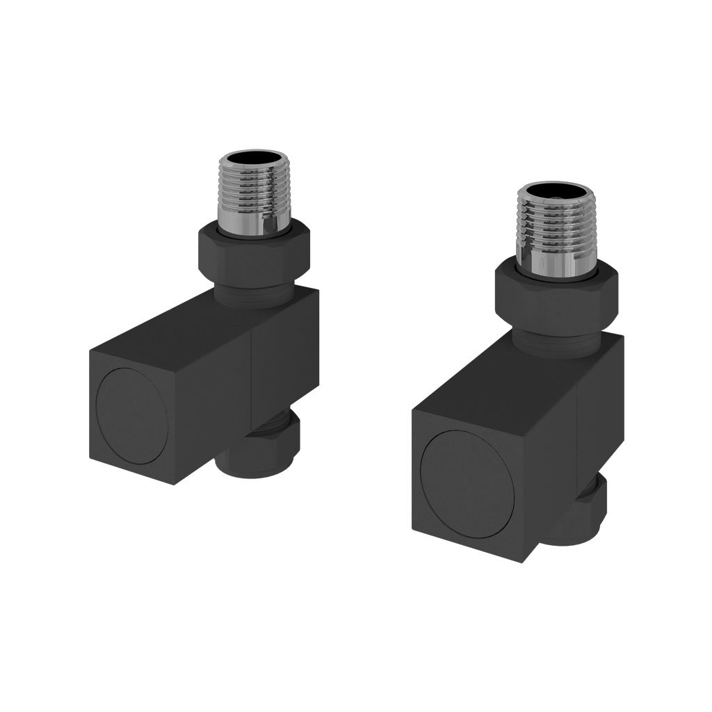 Straight Square Radiator Valves (pair) Matt Anthracite