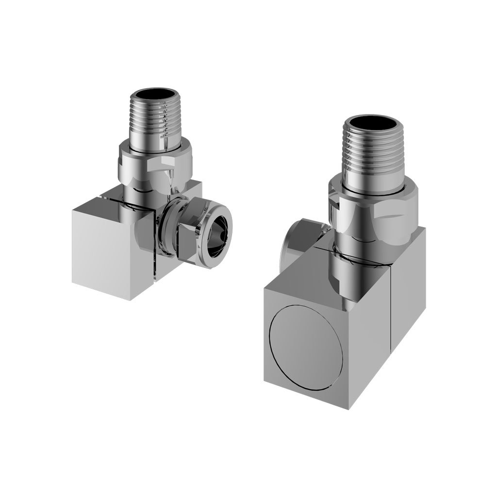 Corner Square Radiator Valves (pair) Chrome