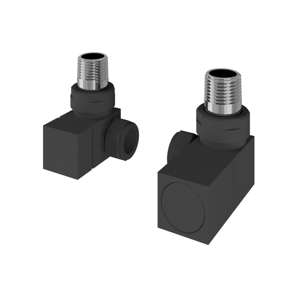 Corner Square Radiator Valves (pair) Matt Anthracite