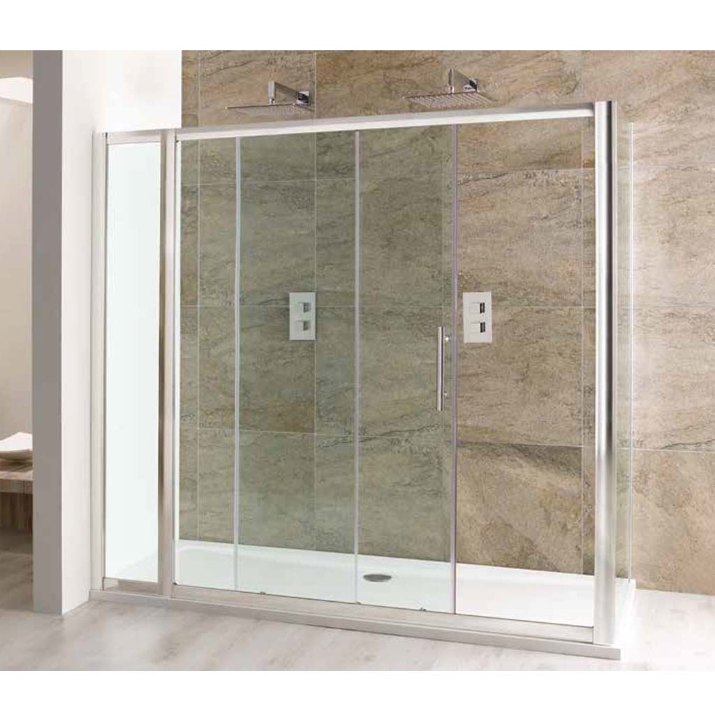Volente 1850mm x 300mm Inline Shower Panel with Shelves - Chrome
