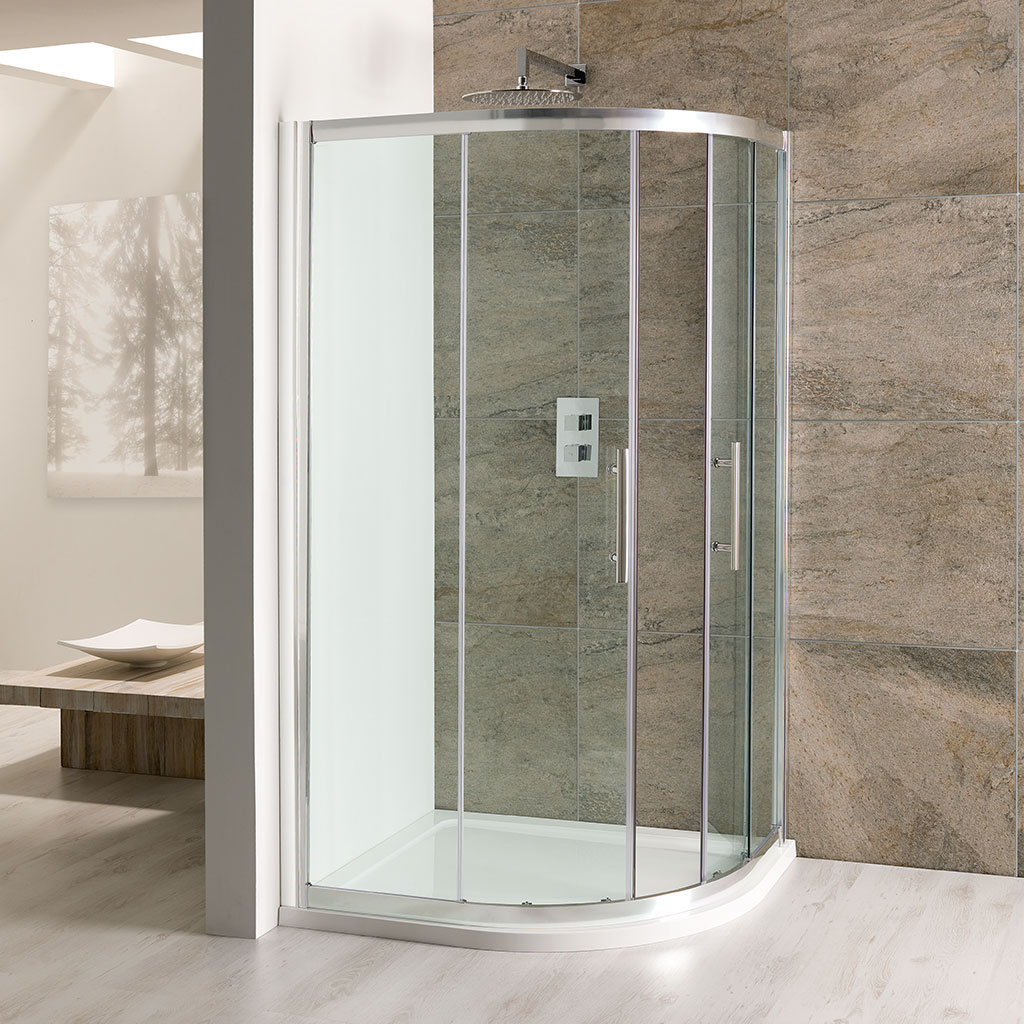 Volente 6mm Easy Clean 900x700mm Offset Quadrant Shower Enclosure - Chrome